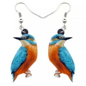 New Double Sided Acrylic Floral Kingfisher Earrings.